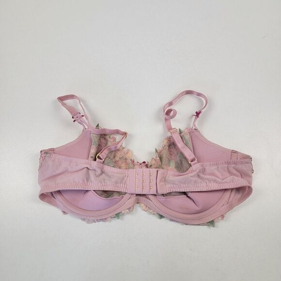 Victoria’s Secret Chalk Rose Embroidery Wicked Unlined Balconette Bra 40C XL - Picture 5 of 9